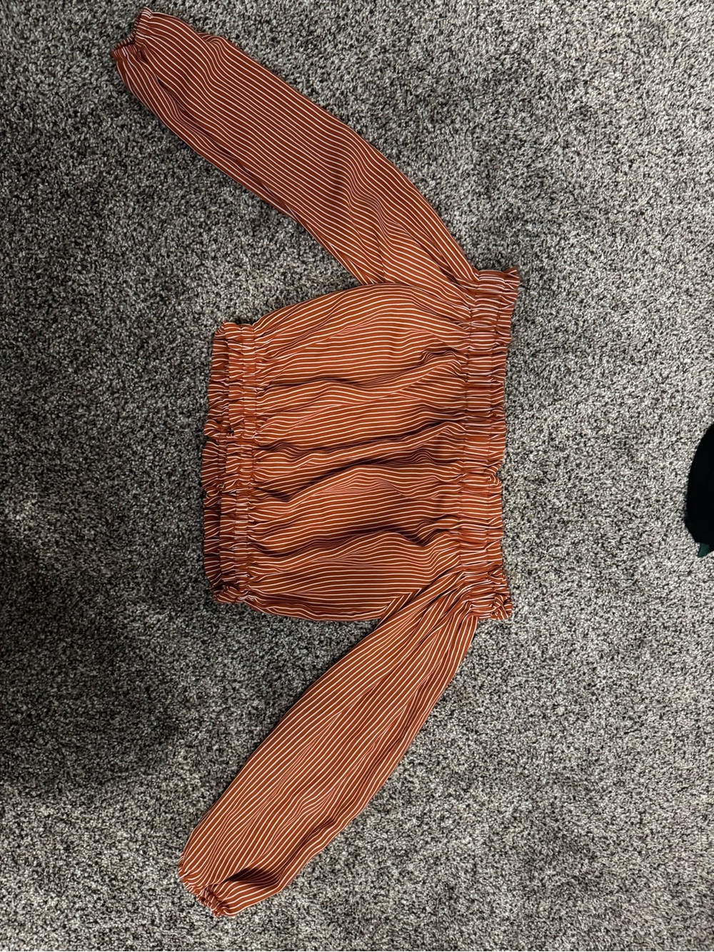 Papermoon Rust and White Striped Off-Shoulder Blouse